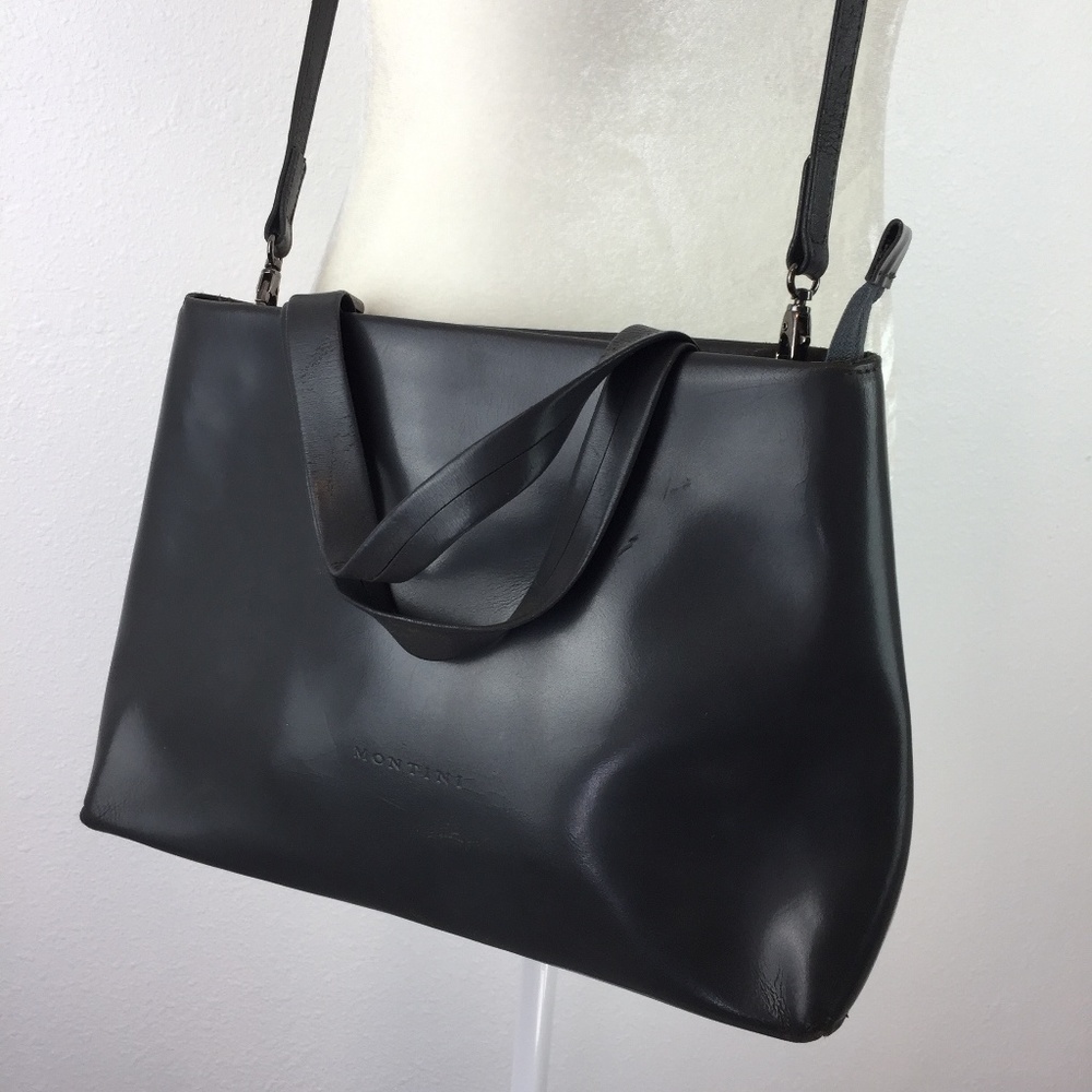 Montini Gray Leather Crossbody Purse Made in Italy